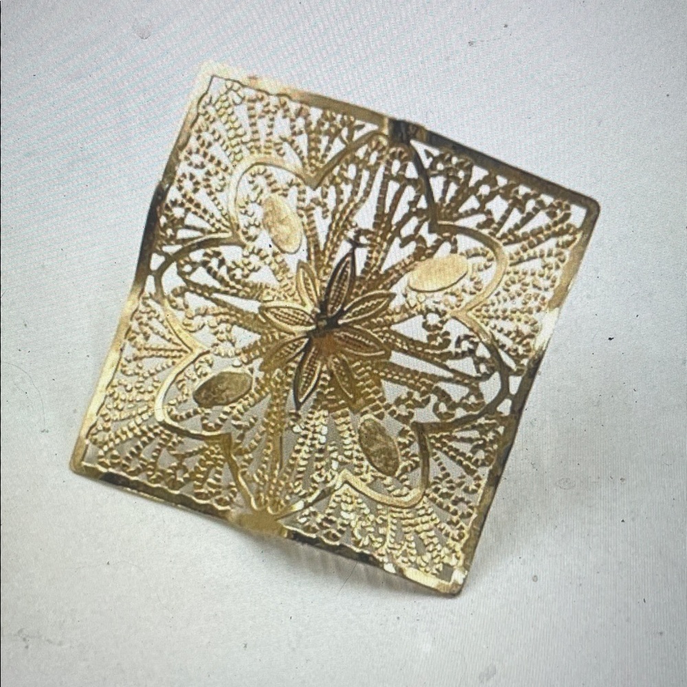 14K Gold Filigree Square Statement Earrings - Women Jewelry - Picture 2 of 14